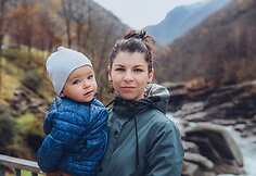 Simona Filippova su sūnumi Luku