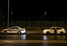 Naktinio kelių policijos reido Vilniuje akimirka