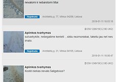 Puslapyje &bdquo;Tvarkau Vilnių&ldquo; užfiksuoti prane&scaron;imai dėl nei&scaron;valytos nuo sniego Architektų g. Lazdynuose