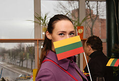 Vyčio skulptūros atidengimo ceremonijos akimirka