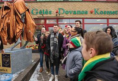 Vyčio skulptūros atidengimo ceremonijos akimirka