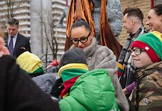 Vyčio skulptūros atidengimo ceremonijos akimirka