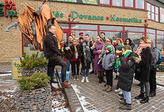Vyčio skulptūros atidengimo ceremonijos akimirka