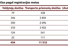 Transporto priemonių skaičius pagal amžių