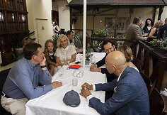 Leonardo Coheno skulptūros atidarymo akimirka 