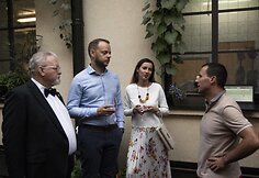 Leonardo Coheno skulptūros atidarymo akimirka 