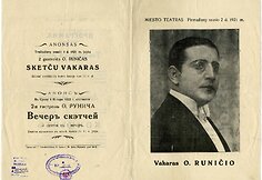 Programa, skirta aktoriaus Osipo Runičiaus vakarui; 1921 01 02