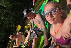 Justina Partikė pirmąkart plaukė baidarėmis