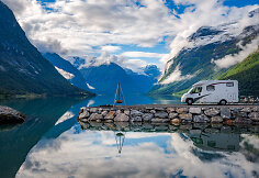 Family vacation travel RV, holiday trip in motorhome