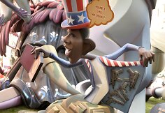 JAV prezidento Baracko Obamos satyrinė skulptūra Faljaso festivalyje