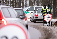 Policijos kontrolės postas prie Ukmergės gatvės &scaron;alia Avižienių