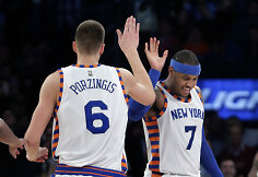 Kristapas Porzingis ir Carmelo Anthony