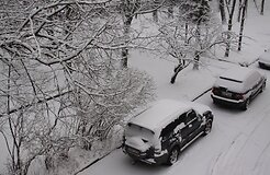 В Клайпеде прошел обильный снегопад, опаздывают автобусы