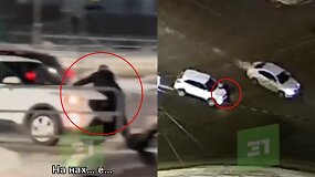 Nufilmavo, kaip automobilis nestodamas lėkė su vyru ant kapoto