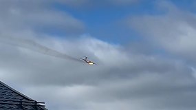 Nufilmuotas ore liepsnojantis Rusijos karo lėktuvas Il-76