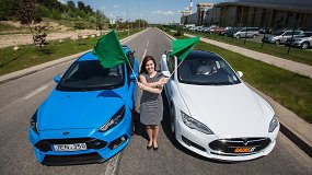 Traukos lenktynės: „Tesla Model S 70D“ prieš „Ford Focus RS“