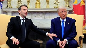Emmanuelis Macronas sustabdė ir pataisė Donaldą Trumpą dėl Ukrainos: &bdquo;Sumokėjome, o ne paskolinome&ldquo;