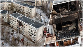 Filmuota dronu: per langą Viršuliškėse išskridę daiktai ir apdegę balkonai