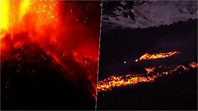 Kvapą gniaužiantys vaizdai: Italijoje išsiveržė ugnikalnis