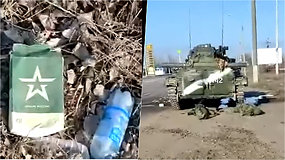 Vaizdai iš karo zonos Ukrainoje – ant žemės guli mirusių karių kūnai