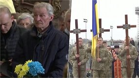 Lvive pagerbti žuvę kareiviai &ndash; susirinko &scaron;imtai gedinčiųjų