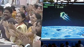 Džiaugsmas Indijoje! Erdvėlaivis „Chandrayaan-3“ įėjo į istoriją, nusileido pietinėje Mėnulio pusėje
