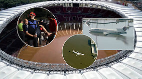 Apsemti stadionai ir skęstantys lėktuvai: patvinusioje Brazilijoje – milijonai be elektros, bent 90 žuvusių