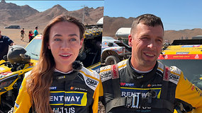 Emilija ir Arūnas Gelažninkai po testinio važiavimo Dakare: apie rezultatus, motociklo, bagio skirtumus ir ašaras