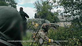 Rusijos savanorių korpuso kariai parodė savo įsiveržimo į Belgorodo sritį kadrus