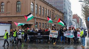 „Laisvė Palestinai!“: Kaune susirinko būrys aktyvistų, ragino nutraukti karinį konfliktą