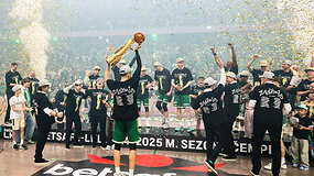 Istorinis momentas: &bdquo;Žalgiris&ldquo; 25-ąjį kartą i&scaron;kėlė LKL trofėjų