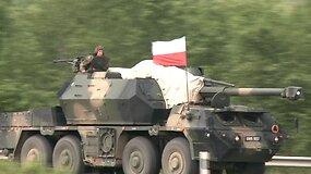 Lenkų karių kolona Kalvarijos pasienio ruože