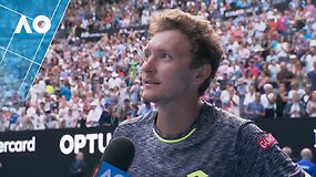 Deniso Istomino interviu po pergalės prie&scaron; Novaką Džokovičių