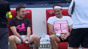 Rogerio Federerio ir Stano Wawrinkos treniruotės prie&scaron; Dubajaus pirmenybes