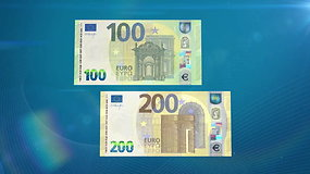 Susipažinkite: naujieji 100 ir 200 eurų banknotai