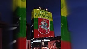 Pastatą Kijeve nušvietė sveikinimas Lietuvai