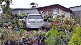 Pavilnyje keistai manevravęs &bdquo;Toyota&ldquo; vairuotojas rėžėsi į gėlių kioską