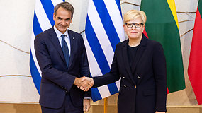 I.Šimonytės ir Graikijos premjero Kyriakos Mitsotakio spaudos konferencija
