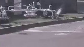 Nufilmuotas dujų nuotėkis degalinėje sostinėje