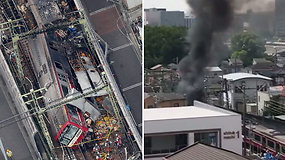 Reta avarija Tokijuje: susidūrus traukiniui ir sunkvežimiui žuvo vienas ir nukentėjo dar 30 žmonių