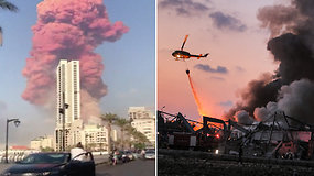 Paviešinti vaizdai iš galingų sprogimų nuniokoto Beiruto: pranešama apie tūkstančius sužeistųjų