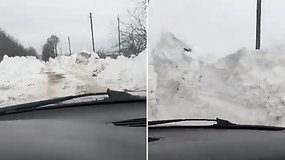 Kelias Kauno rajone – lyg sniego tunelis