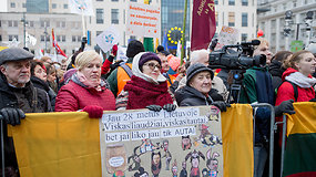 Ką kalbėjo į masinį protestą susirinkę žmonės?