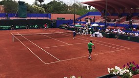 Davis Cup Marokas - Lietuva. Susitikimo tarp R.Berankio ir A.Mouniro pabaiga.