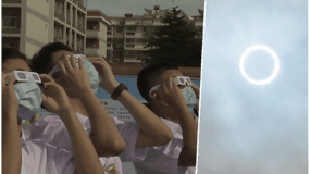Kinijos gyventojai  stebėjo retą astronominį reiškinį – visišką saulės užtemimą