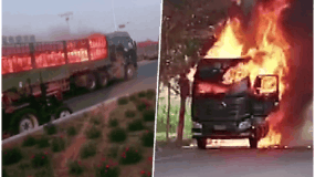 Gyvybe rizikavęs vairuotojas tapo herojumi: degantį sunkvežimį vairavo toliau, kad šis nesprogtų gyvenvietėje