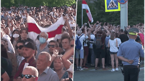 Baltarusijoje artėjant prezidento rinkimams kyla įtampa: tūkstančiai opozicijos rėmėjų surengė mitingą