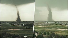 Žmonės stebėjo šėlstančią stichiją – sausumos tornado sūkurys pasiekė dangų