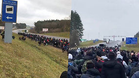 Šimtai migrantų didžiule kolona iš Baltarusijos juda Lenkijos sienos link – baiminamasi šturmo