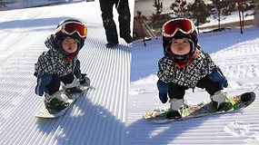 Internautų širdis tirpdo snieglente čiuožiantis kūdikis – atrodo lyg tikras sportininkas